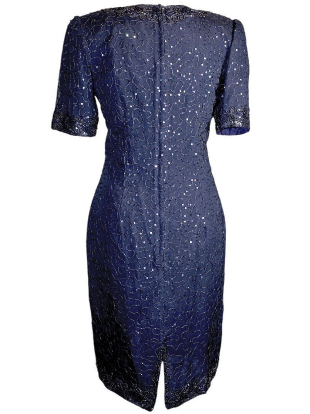 Stenay Black Embellished Short Sleeve Knee Length Formal Sheath Dress Size 4 EUC - Picture 7 of 9